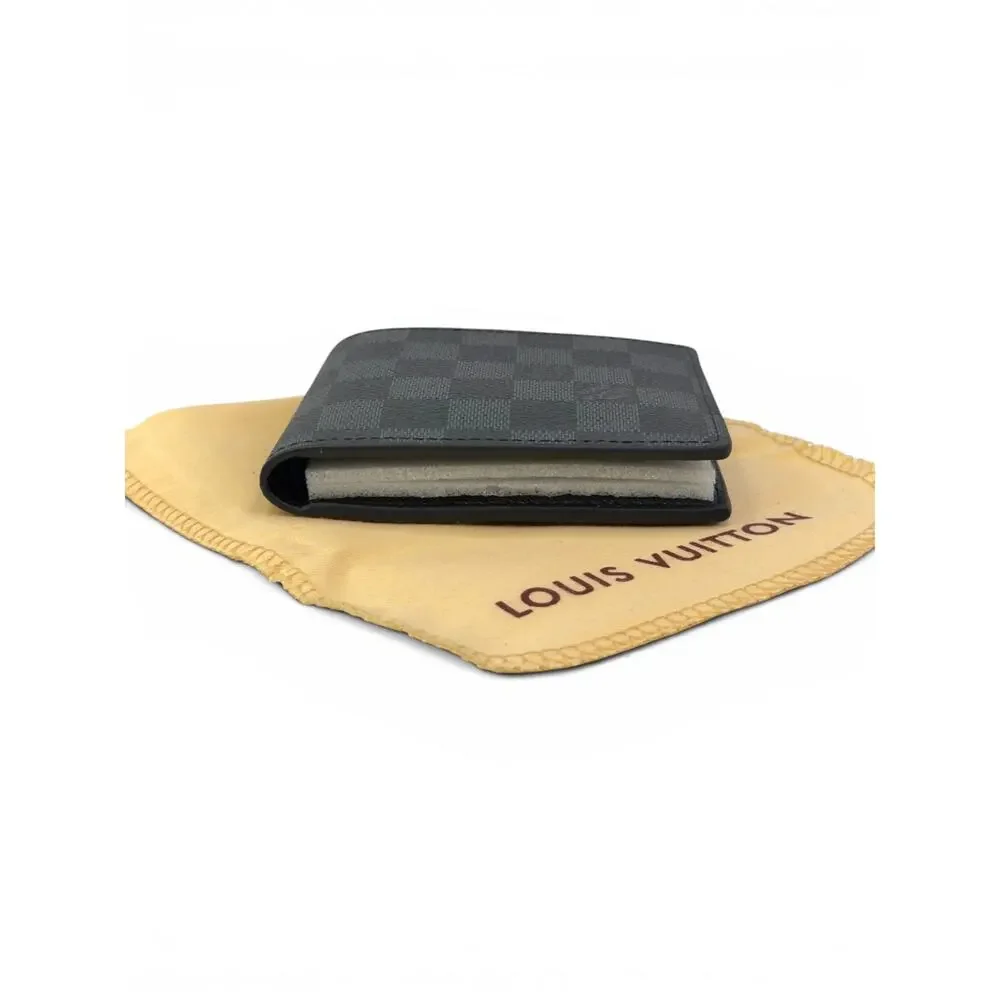 Louis Vuitton Multiple Wallet Damier Graphite Black Bifold Wallet w Box Dust Bag